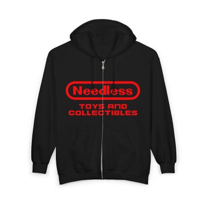 Retro Gamer Red Needless Toys Logo Zip Hoodie